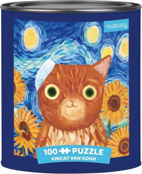 Puzzle Vincent van Gogh umelecké mačky 100 dielikov v plechovke