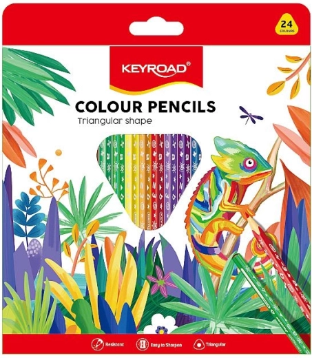 Pastelky KEYROAD trojhranné 24 farieb