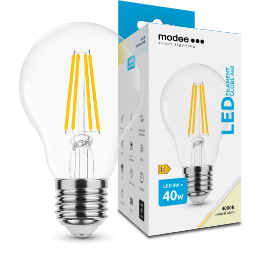 Modee Smart Lighting LED filamentová žiarovka Globe E27 4 W neutrálna biela