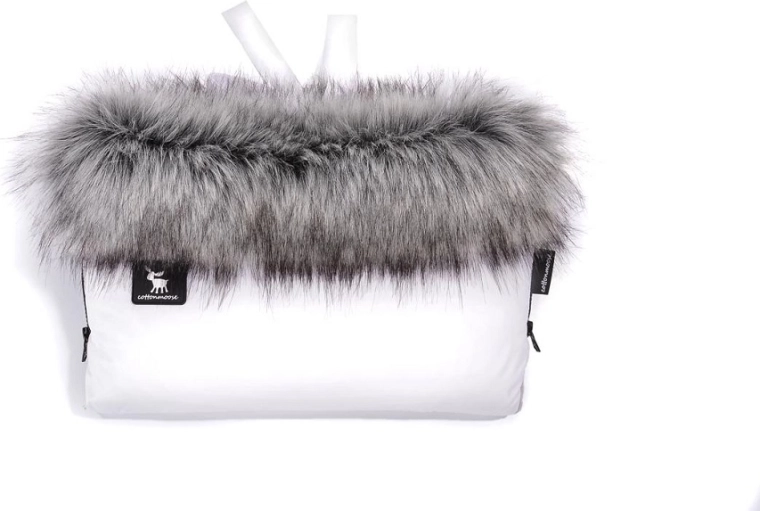Rukávnik na kočík s kožušinou COTTONMOOSE – biely