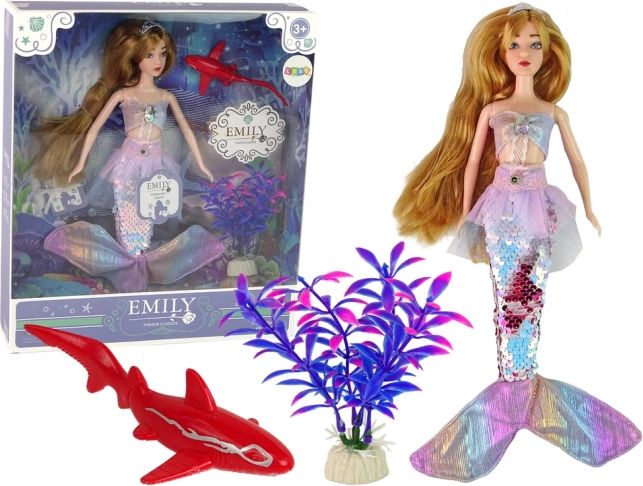 Bábika Emily morská víla s doplnkami ružová