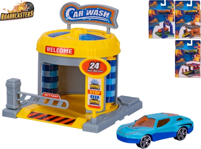 Roadblasters autodielňa s autom – herný set pre deti 1:64