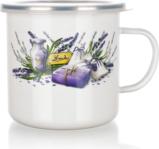 Smaltovaný hrnček s viečkom Lavender 0,7 l