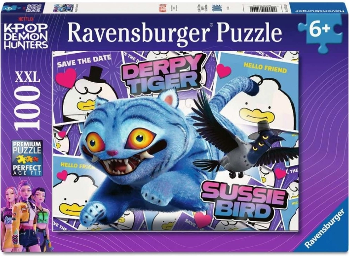 Ravensburger puzzle K-pop: Potrhlý tiger a vtáčik Sussie XXL 100 dielikov