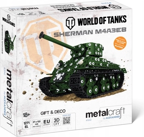 Kovový model tanku Sherman M4A3E8 Metalcraft World of Tanks