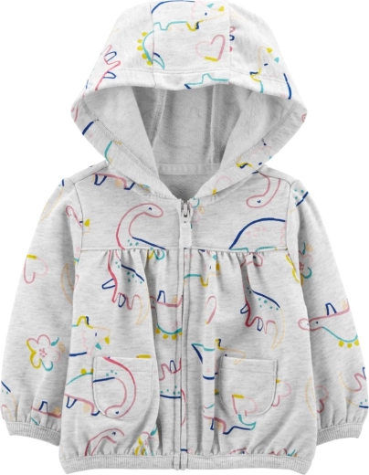 Carter's dievčenská mikina s kapucňou Grey Dino, veľkosť 56