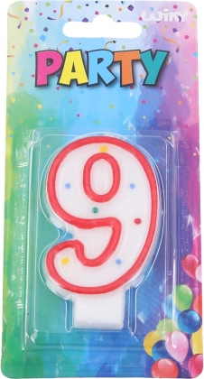 Párty sviečka Číslo 9 Červená