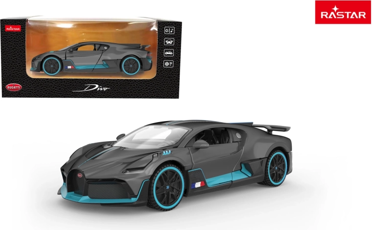 Kovové autíčko Bugatti Divo 1:32 sivé Rastar