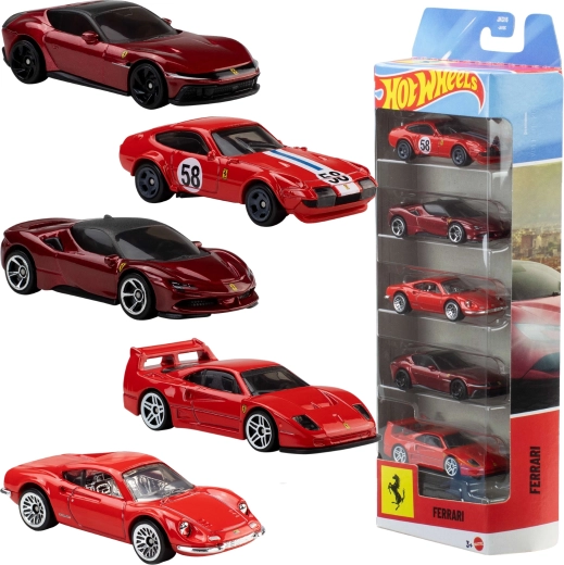 Hot Wheels Ferrari sada 5 kovových autíčok 1:64