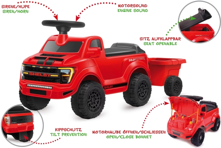Odrážadlo JAMARA Shelby Ford F-150 Raptor s prívesom červené