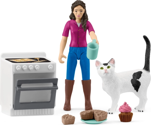 Pekárka s mačkou – herná sada SCHLEICH Pocket Set