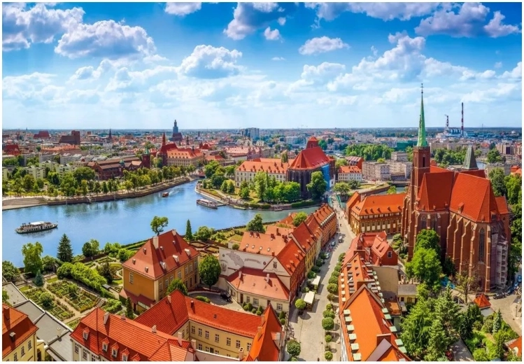 Puzzle Letecký pohľad na Vroclav 1000 dielikov CASTORLAND