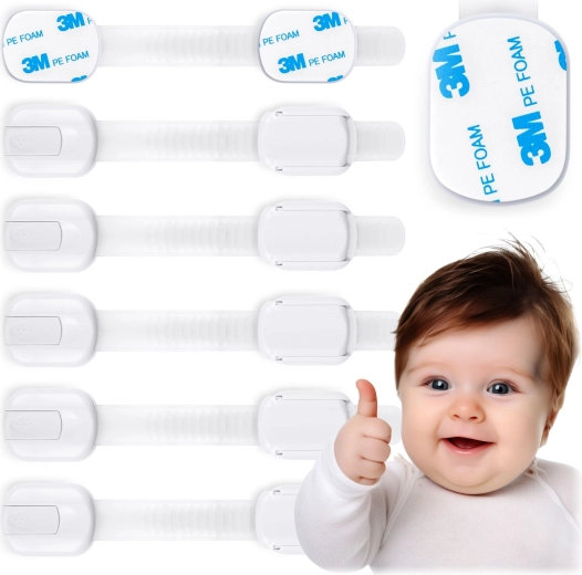 Detské bezpečnostné zámky na skrinky RICOKIDS, 6 ks, biele