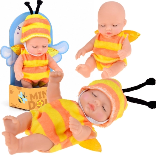 Mini bábika bábätko v kostýme včielky 11 cm - 1 kus