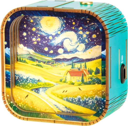 2Kids Toys 3D drevená skladačka lampička Krajina pod hviezdami - 1 kus
