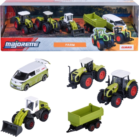 Majorette Claas Farm set 5 vozidiel – traktory, príves a Volkswagen