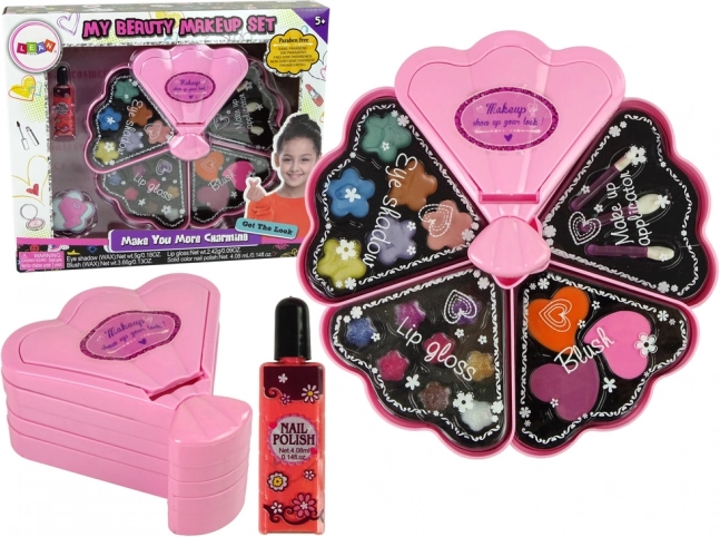 Ružová kozmetická sada v tvare mušle