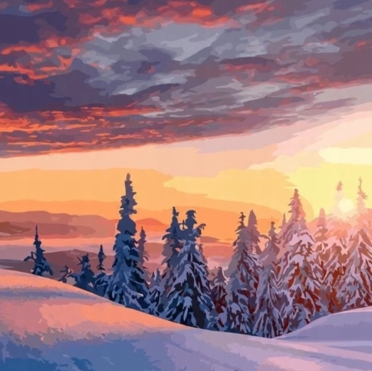 Maľovanie podľa čísel Zimná krajina 40 × 50 cm