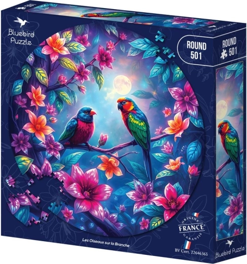Bluebird okrúhle puzzle Vtáčiky na vetve (501 dielikov)