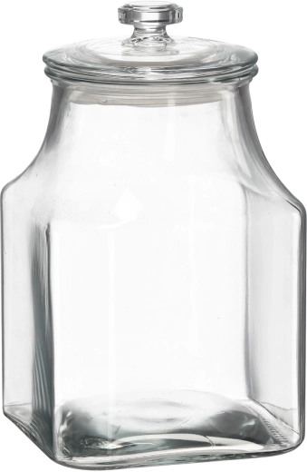 Sklenená štvorcová dóza 3,3 l so skleneným viečkom