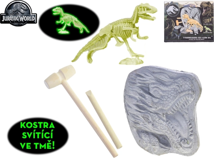 Jurský svet: tesanie kostry T-Rexa svietiacej v tme