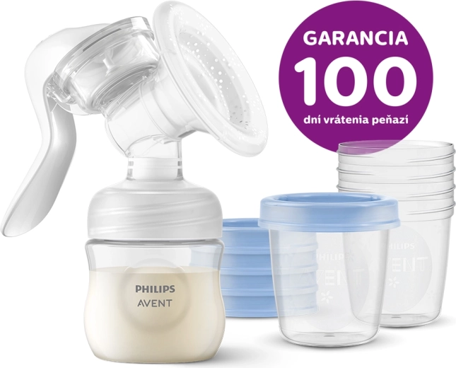 Manuálna odsávačka materského mlieka PHILIPS AVENT s VIA kelímkami 180 ml (5 ks)