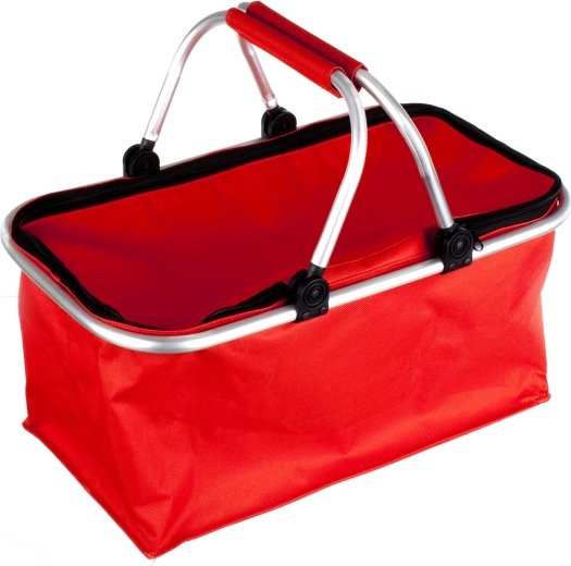 Skladací nákupný košík na zips červený 48 × 24 × 28 cm
