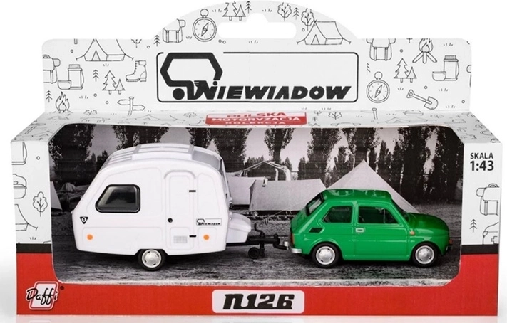 Fiat 126p s karavanom Niewiadów N-126, zelený