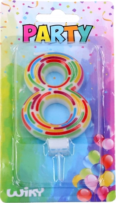 Párty sviečka na tortu číslo 8 so stojanom