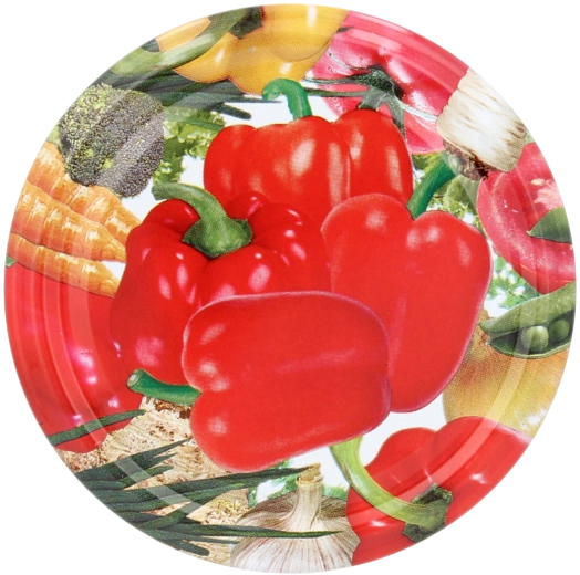 Kovové zaváracie viečka 82 mm s motívom papriky, 10 ks