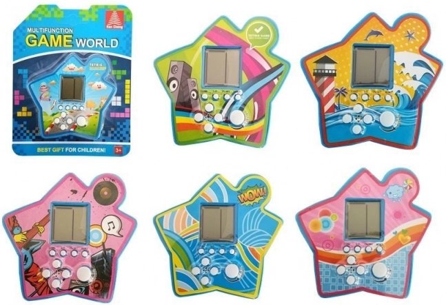 Vrecková elektronická hra v tvare hviezdy – Tetris modrá