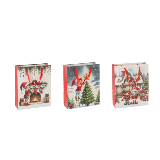 Darčeková taška Vianočný elf 18 × 24 × 8 cm