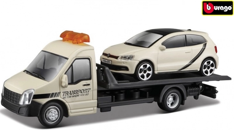 Odtahovka s modelom VW Polo GTI od Bburago