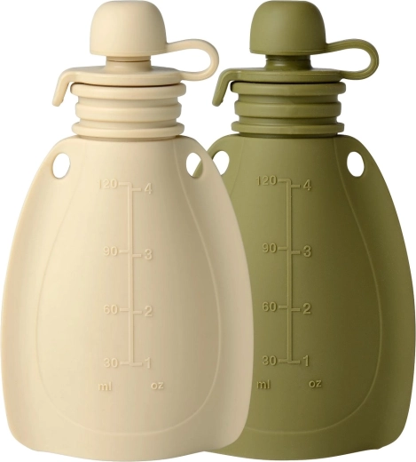 Mininor silikónové plniteľné kapsičky na desiatu soft rabbit/moss green, 2 ks