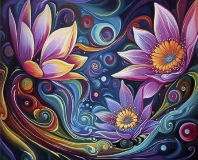 Diamantové maľovanie Abstraktné kvety 30 × 40 cm