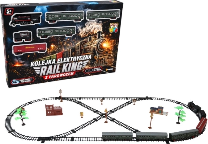 Elektrická vláčiková dráha Rail King s parnou lokomotívou