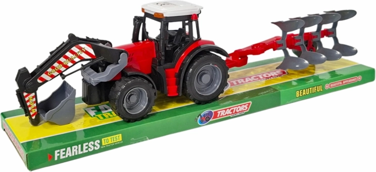 Traktor s pluhom a predným nakladačom – hračka pre deti od 3 rokov