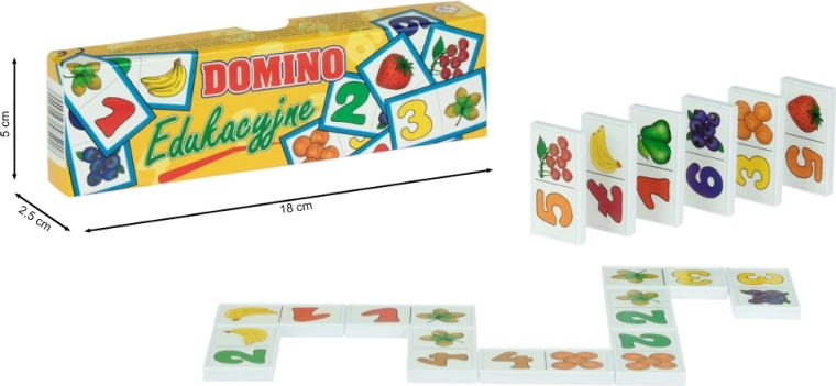 Plastové vzdelávacie domino – čísla a ovocie