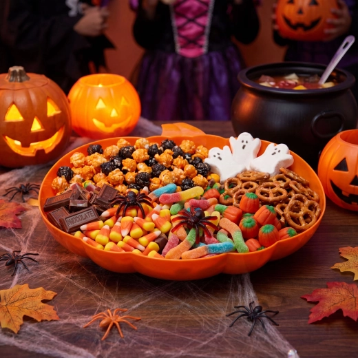Halloweenová servírovacia miska v tvare tekvice oranžová