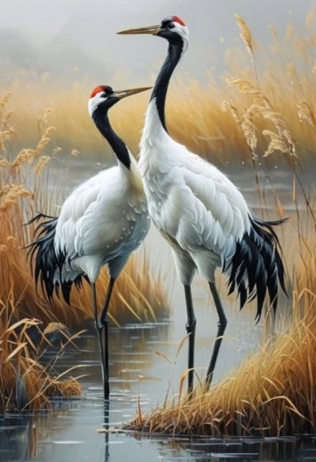 Norimpex diamantové maľovanie žeriavy v trstine 30 × 40 cm