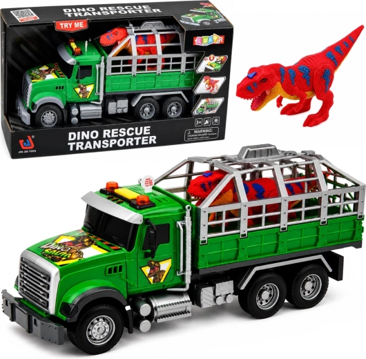 Detský dino transporter – nákladné auto s klietkou, zvuky a svetlá 36 cm - 1 kus