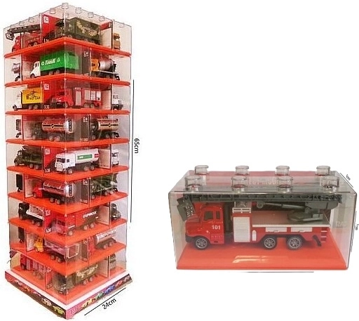 Kovový model nákladného vozidla v priehľadnej kocke - 1 kus