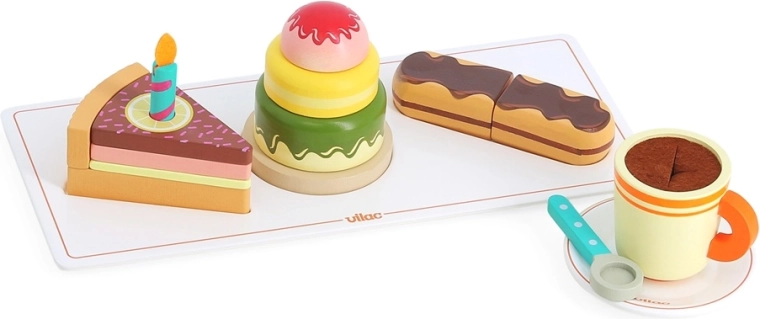 Vilac drevená sada do detskej kaviarne so sladkosťami