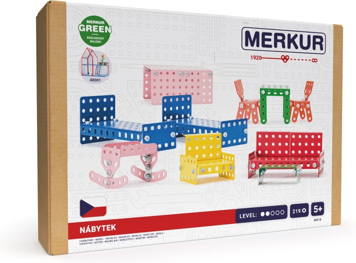 Merkur kovový nábytok do domčeka pre bábiky, 219 dielikov