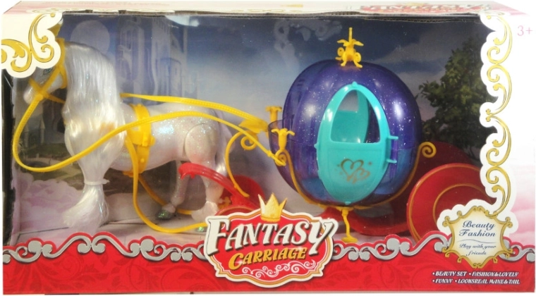 Kúzelná kočiarová súprava s trblietavým koňom pre bábiky