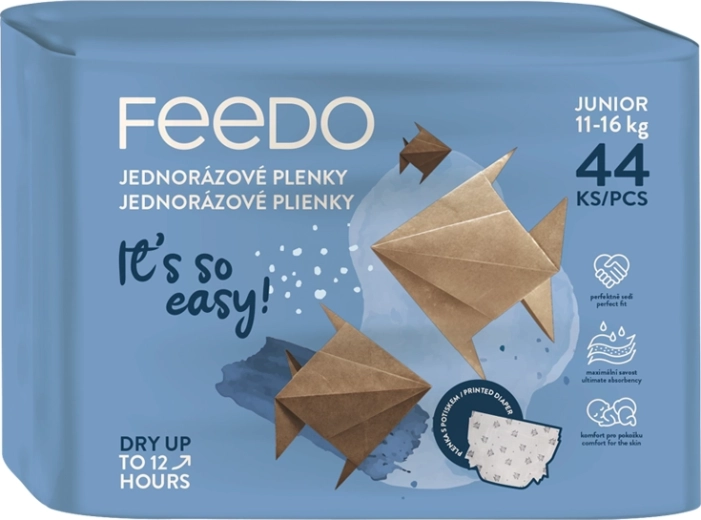Feedo plienky Junior 5 (11–16 kg) – jednorazové detské plienky, 44 ks