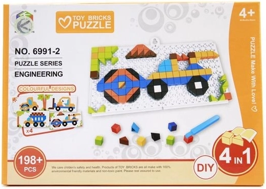 Detské puzzle 4 v 1 vozidlá 198 dielikov - 1 kus