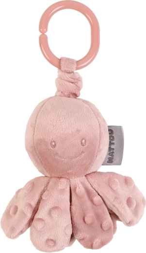 Nattou vibračná chobotnička na C krúžku dusty pink 20 cm Lapidou