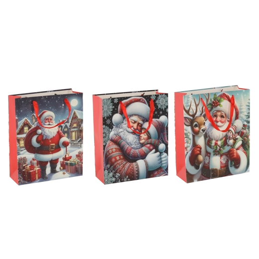 Vianočná darčeková taška s motívom Santa, 30 × 42 × 12 cm