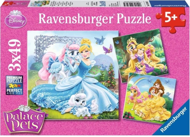 RAVENSBURGER Puzzle Disney princezné a ich miláčikovia 3x49 dielikov